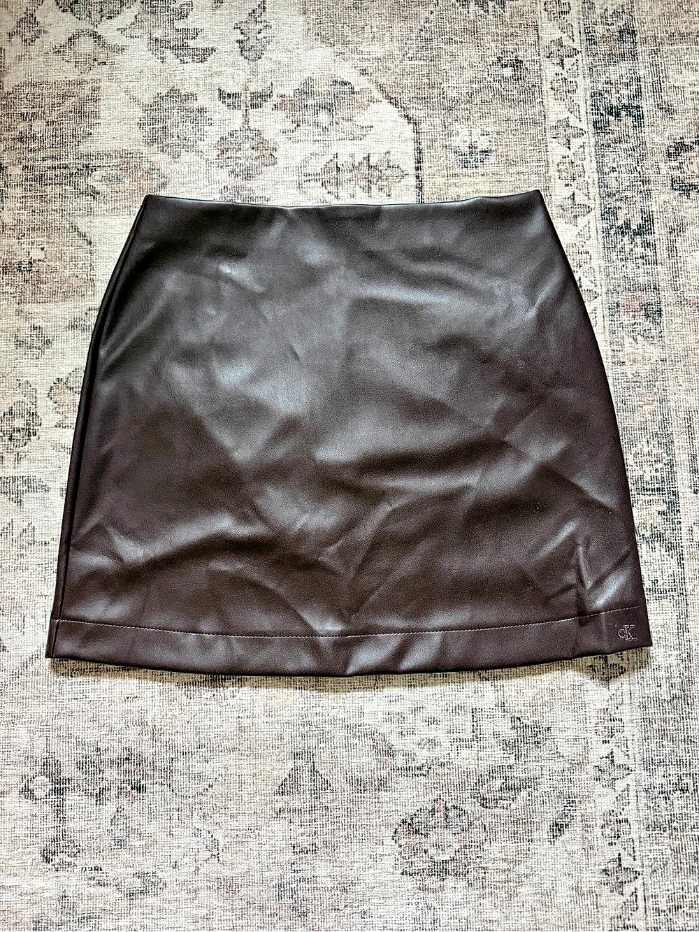 Calvin Klein Jeans Brown Faux Leather Mini Skirt Size XS